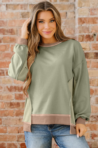 Sage & Mocha Patchwork Oversized Top