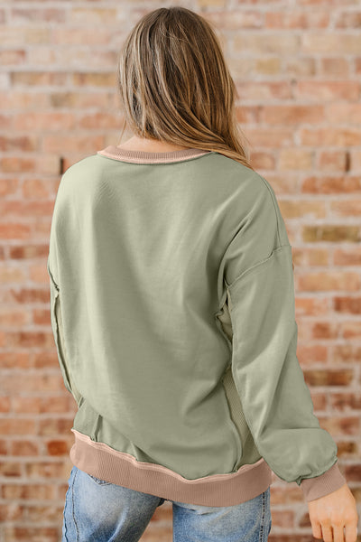 Sage & Mocha Patchwork Oversized Top