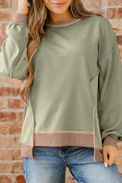 Sage & Mocha Patchwork Oversized Top