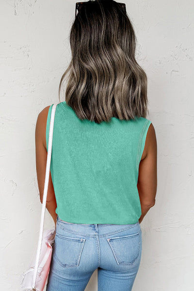 Sea Green Mineral Wash Pocket Tank Top
