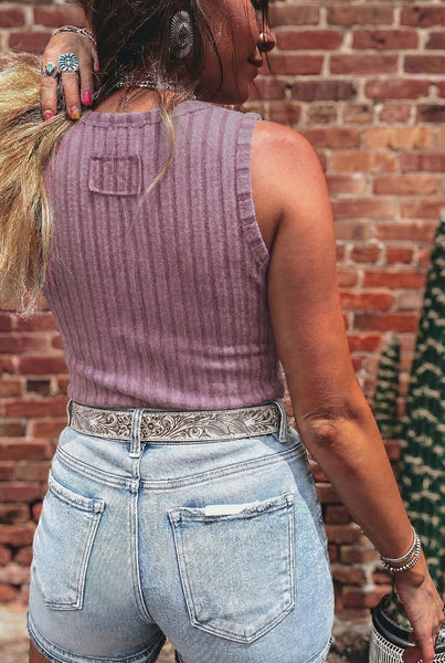 Dusty Mauve Ribbed Tank Top