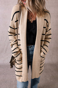 Taupe & Black Stripe Chunky Cardigan