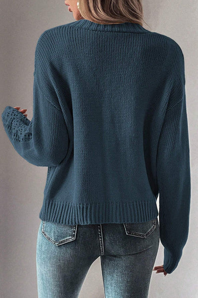 Deep Teal Open Knit Cardigan