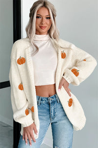 Chunky Pumpkin Open Front Cardigan
