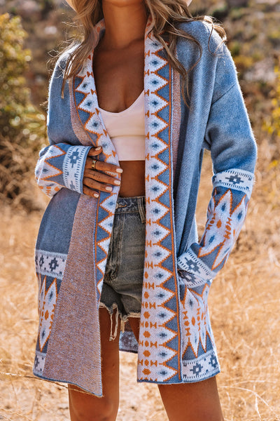 Sky Blue Aztec Cardigan