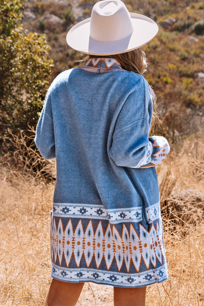 Sky Blue Aztec Cardigan