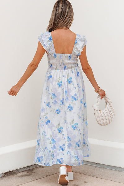 Ivory & Blue Floral Maxi Dress