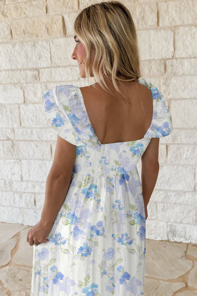 Ivory & Blue Floral Maxi Dress