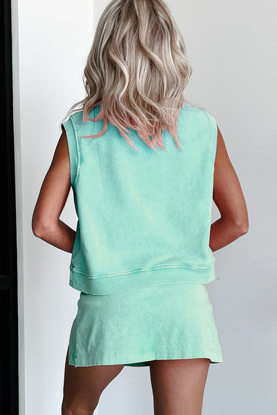 Mint Green Mineral Wash Skort Set