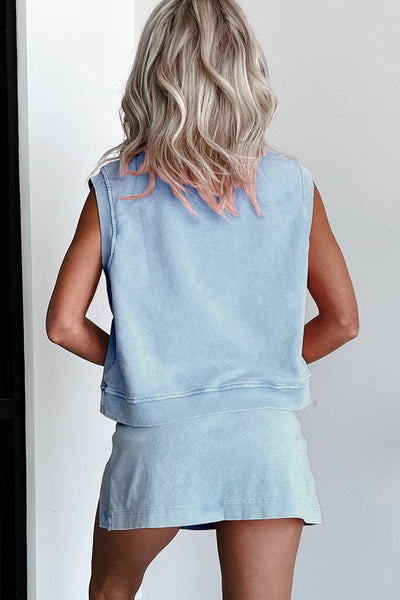 Sky Blue Mineral Wash Skort Set