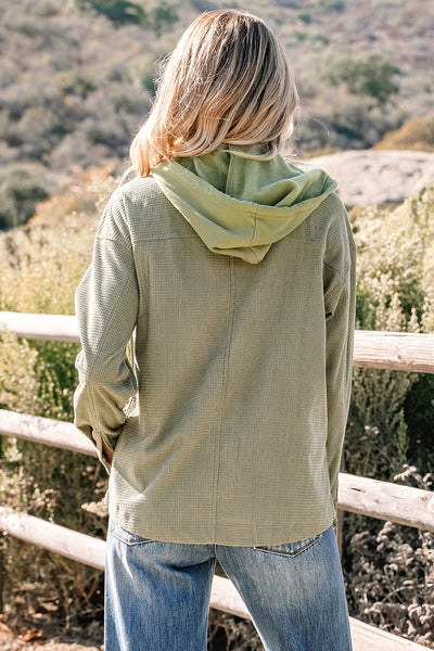 Sage Thermal Knit Textured Hooded Jacket