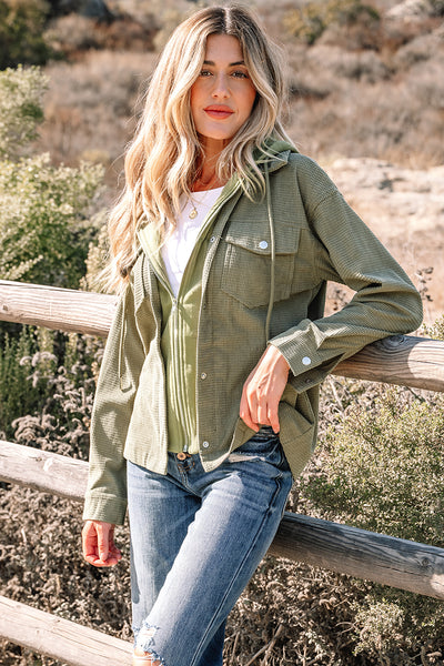 Sage Thermal Knit Textured Hooded Jacket