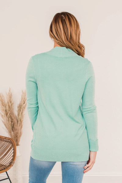 Cool Mint Open Front Cardigan