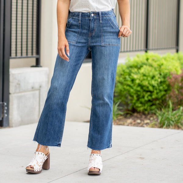 Lovervet Josie High Rise Utility Pocket Straight Jeans