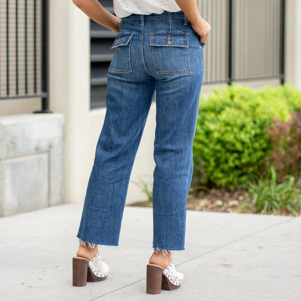 Lovervet Josie High Rise Utility Pocket Straight Jeans