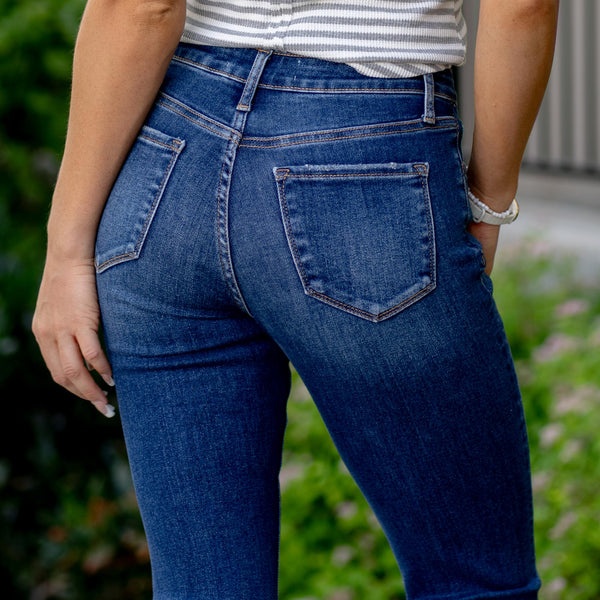 Lovervet Nora High-Rise Raw Hem Bootcut Jeans