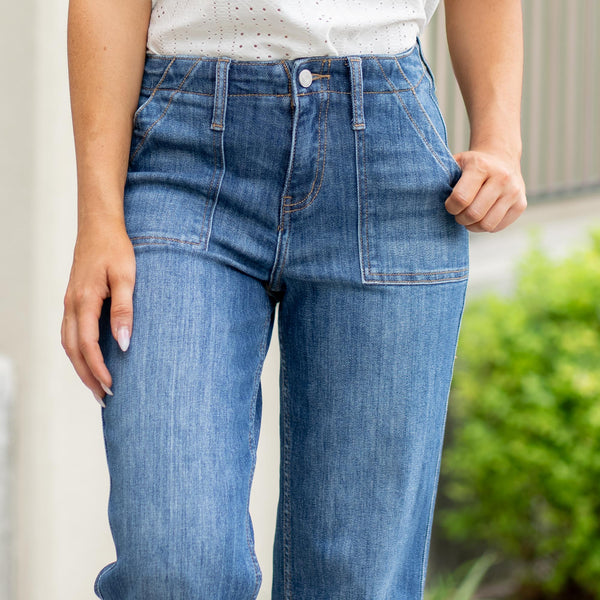 Lovervet Josie High Rise Utility Pocket Straight Jeans