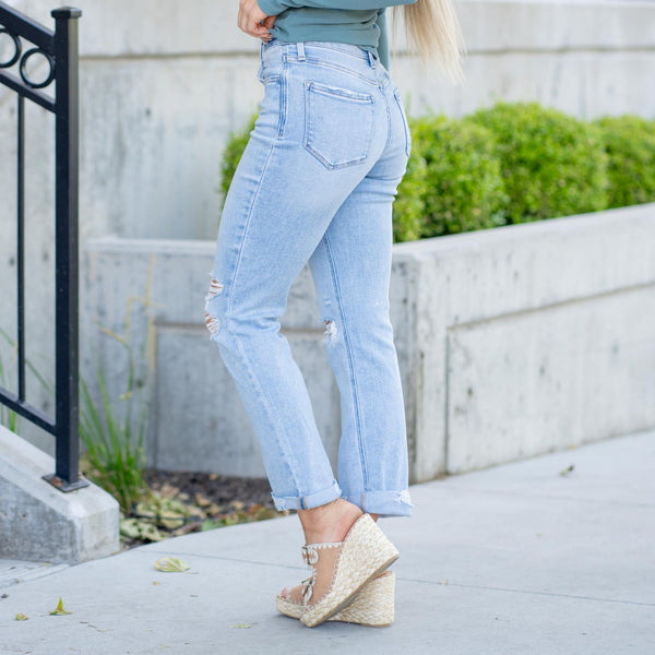 Vervet Nellie High Rise Double Cuffed Crop Straight Jeans