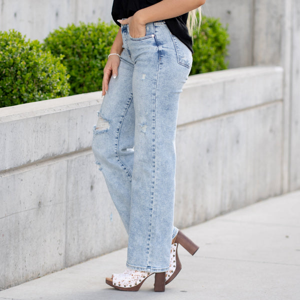 Judy Blue 90's Acid Wash Straight Leg Jeans