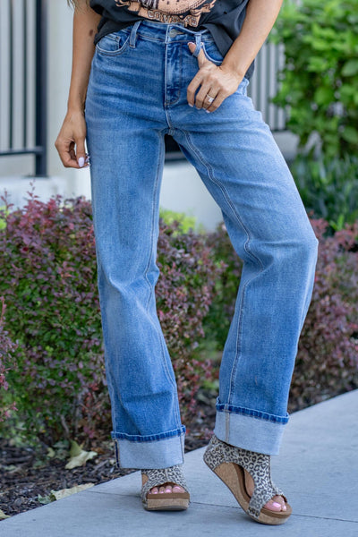 RFM Hailey High Rise Tummy Control Cuff Wide Leg Jeans