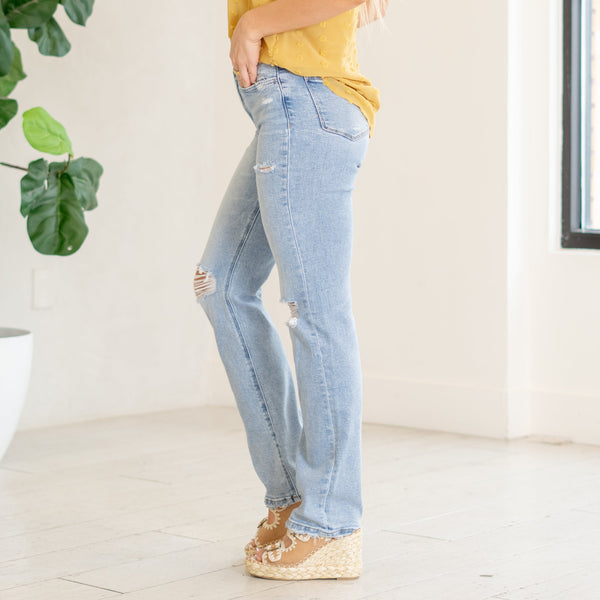 Lovervet Lennon High-Rise Distressed Straight Jeans