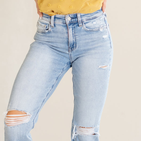 Lovervet Lennon High-Rise Distressed Straight Jeans