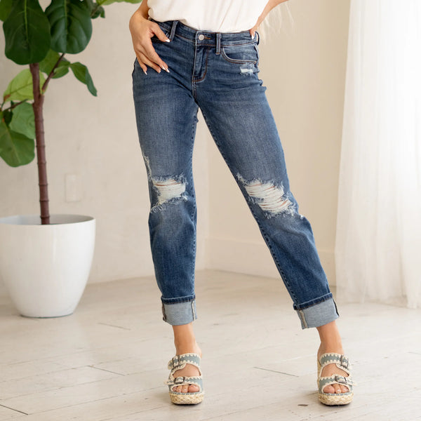 Judy Blue Distressed Boyfriend Jeans