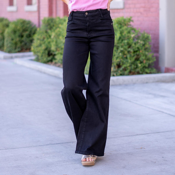 Judy Blue Willa High-Rise Black Retro Wide w/ Front Yoke