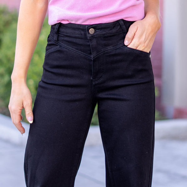 Judy Blue Willa High-Rise Black Retro Wide w/ Front Yoke