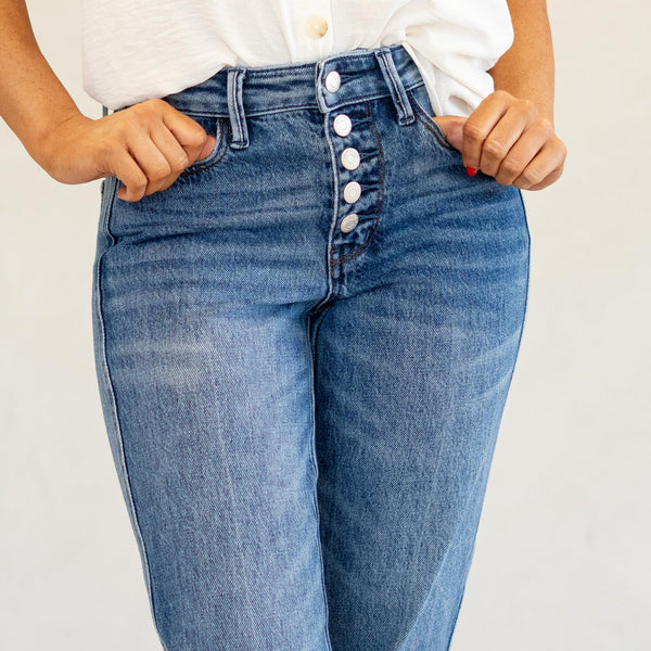 Judy Blue Slim Straight Rigid Magic Button-Fly