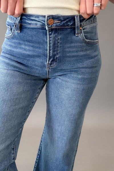 Risen Lainey Dark Wash Mid-Rise Cropped Straight Jeans