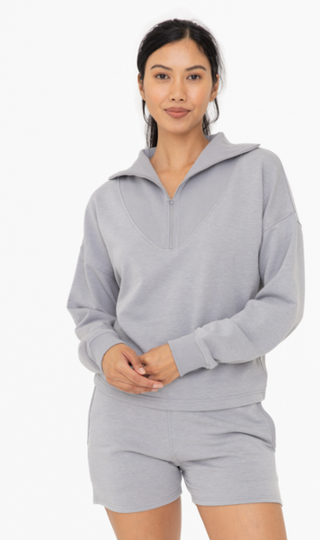 Heather Grey Fleece Half Zip Pullover