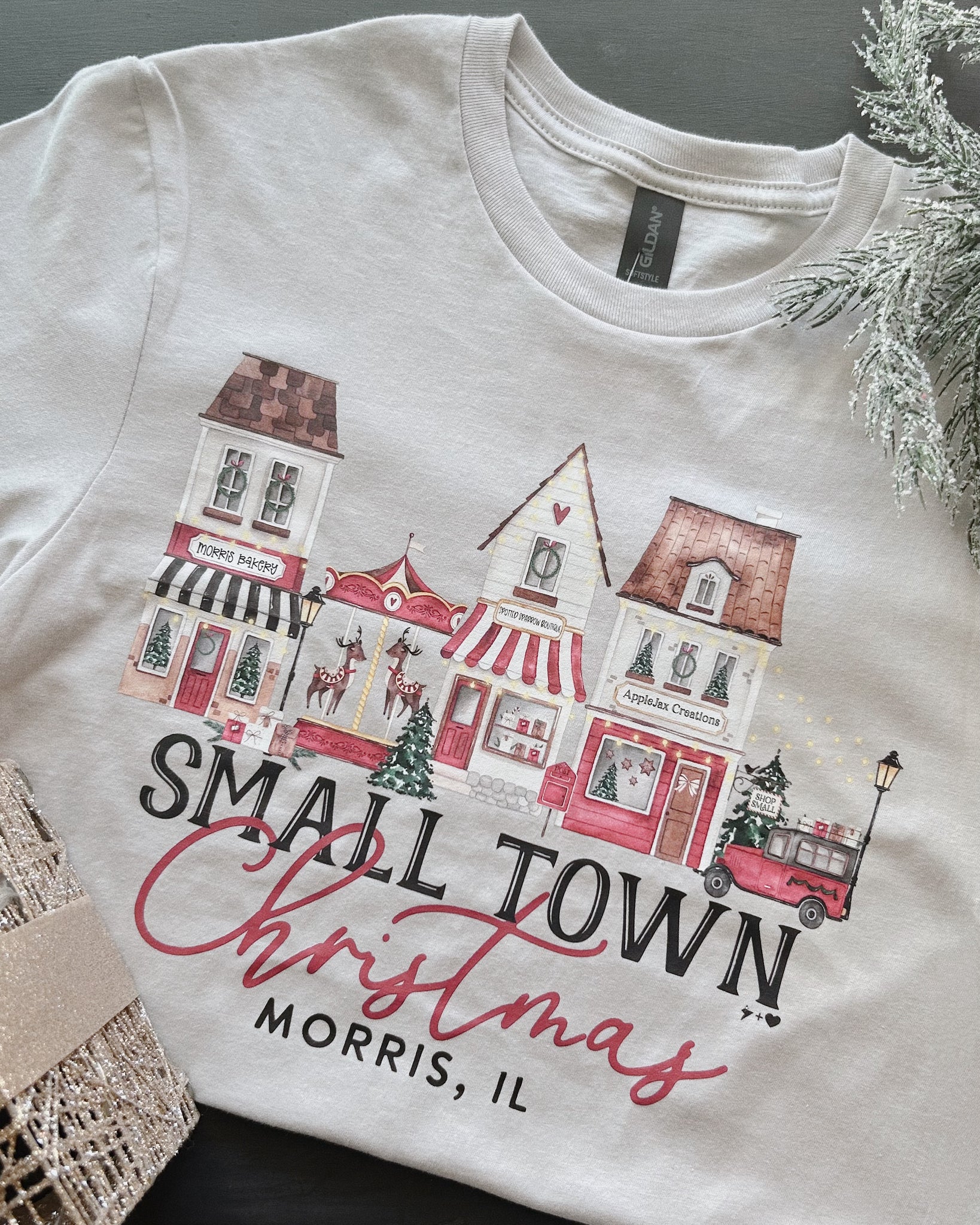 Small Town Christmas Graphic Tee - Morris, IL