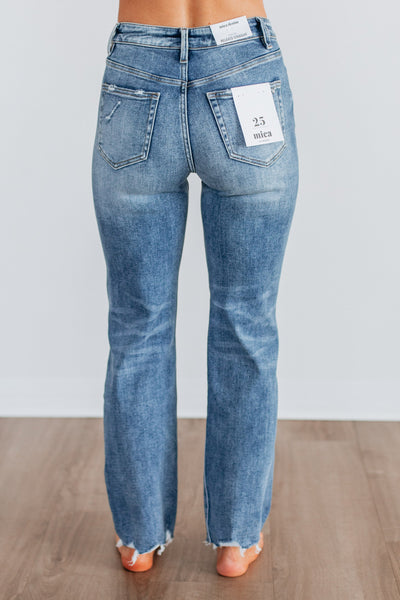 Mica High-Rise Distressed Straight Leg Jeans