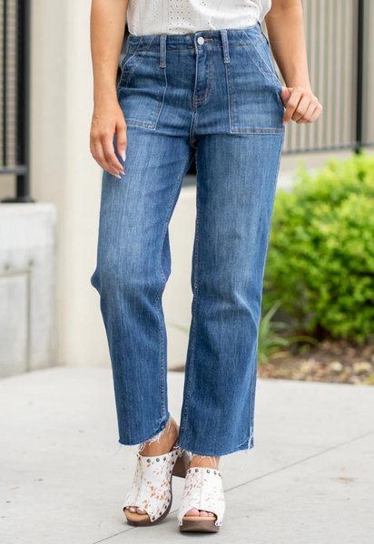 Lovervet Josie High Rise Utility Pocket Straight Jeans