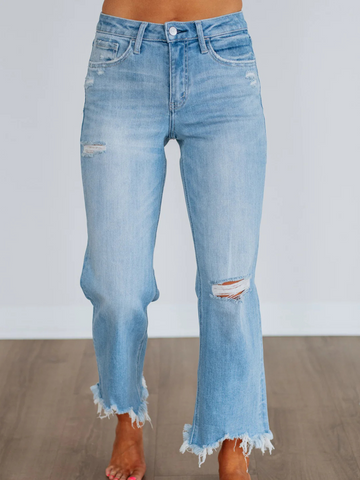 Lovervet Kami Distressed Crop Slim Wide Jeans