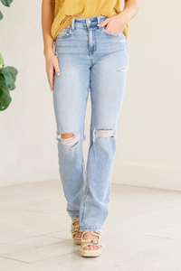 Lovervet Lennon High-Rise Distressed Straight Jeans
