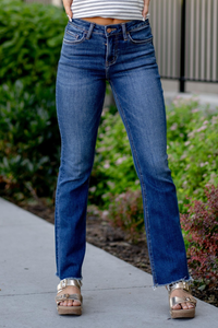 Lovervet Nora High-Rise Raw Hem Bootcut Jeans