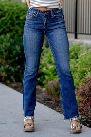 Lovervet Nora High-Rise Raw Hem Bootcut Jeans