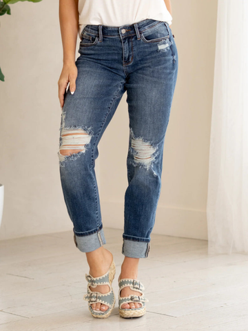 Judy Blue Distressed Boyfriend Jeans