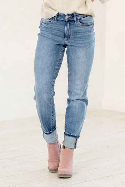 Judy Blue Mid-Rise Cuffed Boyfriend Jeans