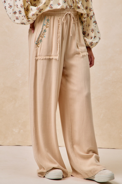 Floral Embroidered Boho Pants