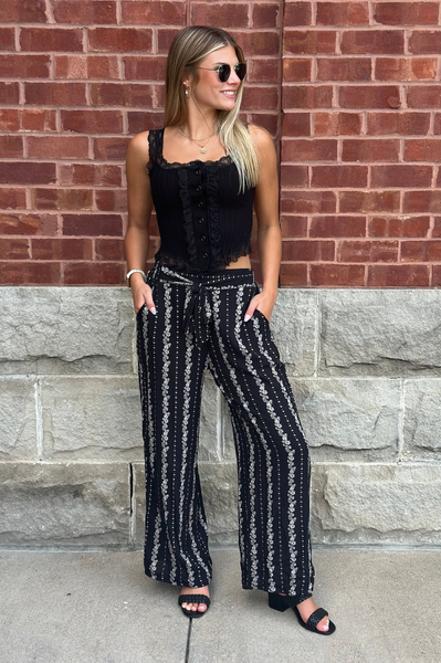 Black High Waisted Split Leg Pants