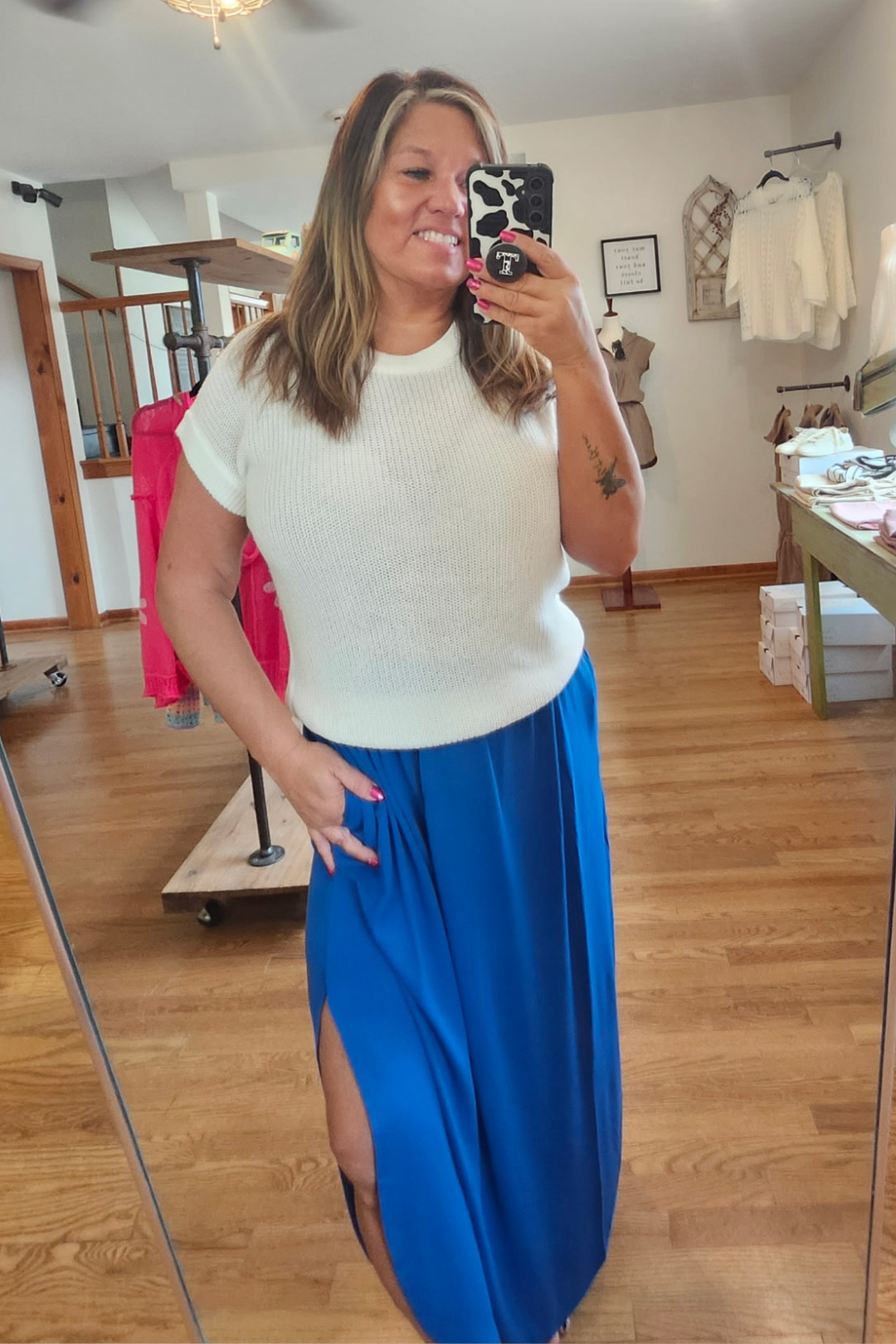 Maxi Skirt With Pockets in Classic Blue