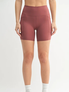 Cloud Sculpt 6" Biker Shorts in Red Pear (With Pockets)