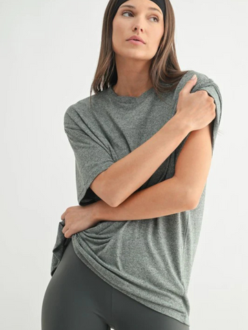 Brushed Hacci Oversized Boyfriend Tee in Urban Grey