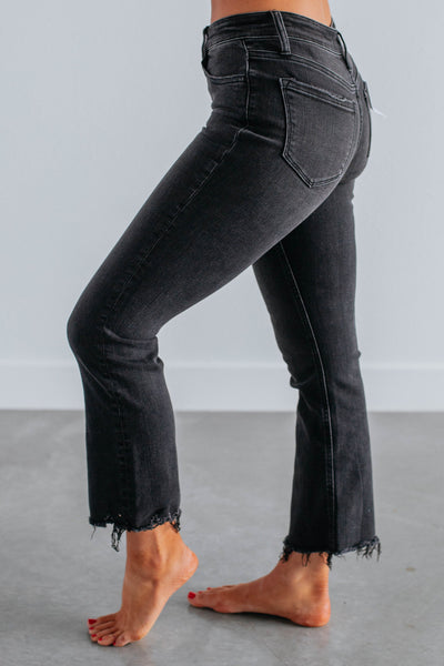 Flying Monkey Black Mid-Rise Distressed Cropped Hem Flare
