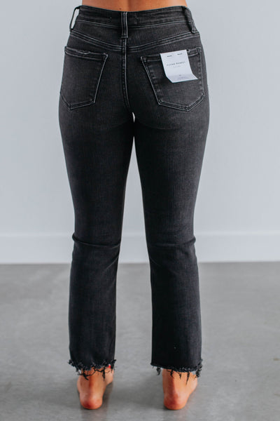 Flying Monkey Black Mid-Rise Distressed Cropped Hem Flare