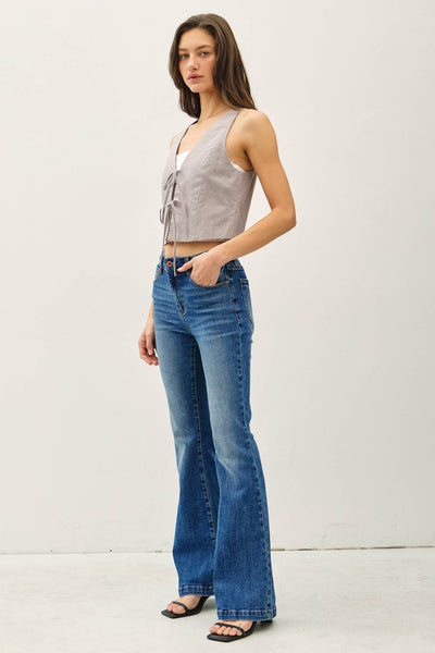 Greige Pinstripe Cotton Vest