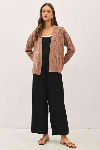Marsala Pointelle Open Knit Cardigan